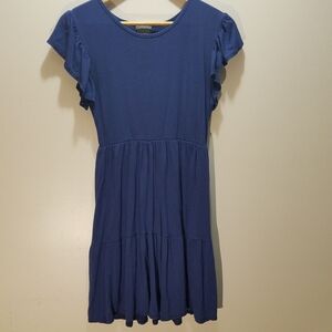 Olivia Rae Blue Ruffle Sleeve Tiered Mini Dress Women's Juniors Medium